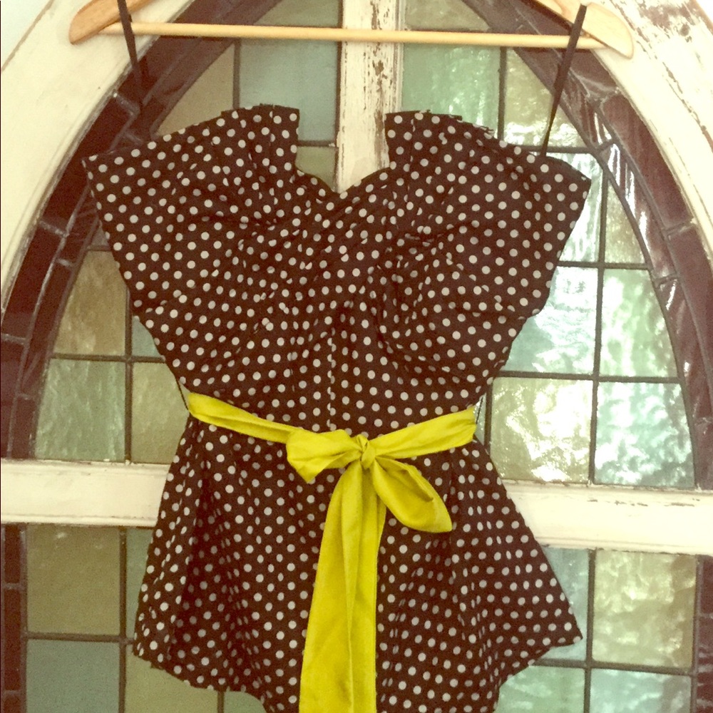 Anthropologie Black polkadot bustier